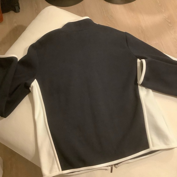 Magaschoni 2Pc Jogging Set Womens Size L Navy White Athleisure Full Zip Sporty - Picture 4 of 6